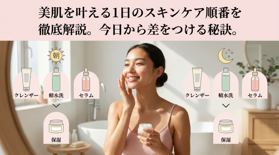 美肌を叶える1日のスキンケア順番を徹底解説。今日から差をつける秘訣。