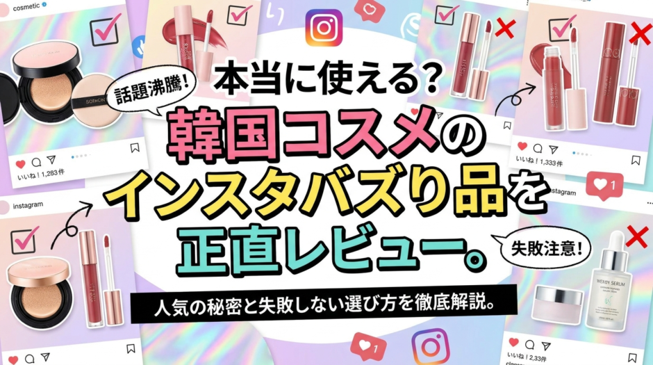 本当に使える？韓国コスメのインスタバズり品を正直レビュー。人気の秘密と失敗しない選び方を徹底解説。