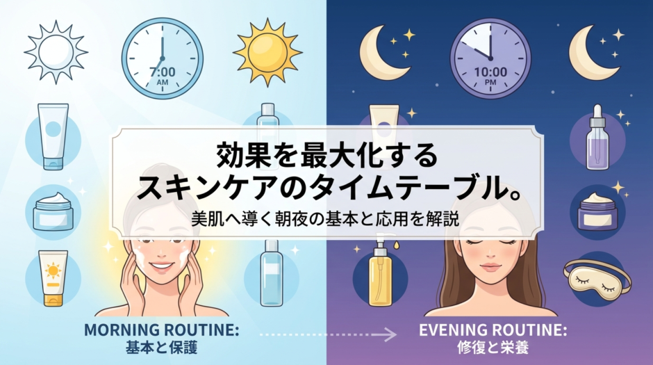 効果を最大化するスキンケアのタイムテーブル。美肌へ導く朝夜の基本と応用を解説