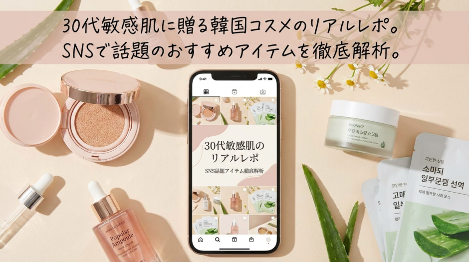 30代敏感肌に贈る韓国コスメのリアルレポ。SNSで話題のおすすめアイテムを徹底解析。