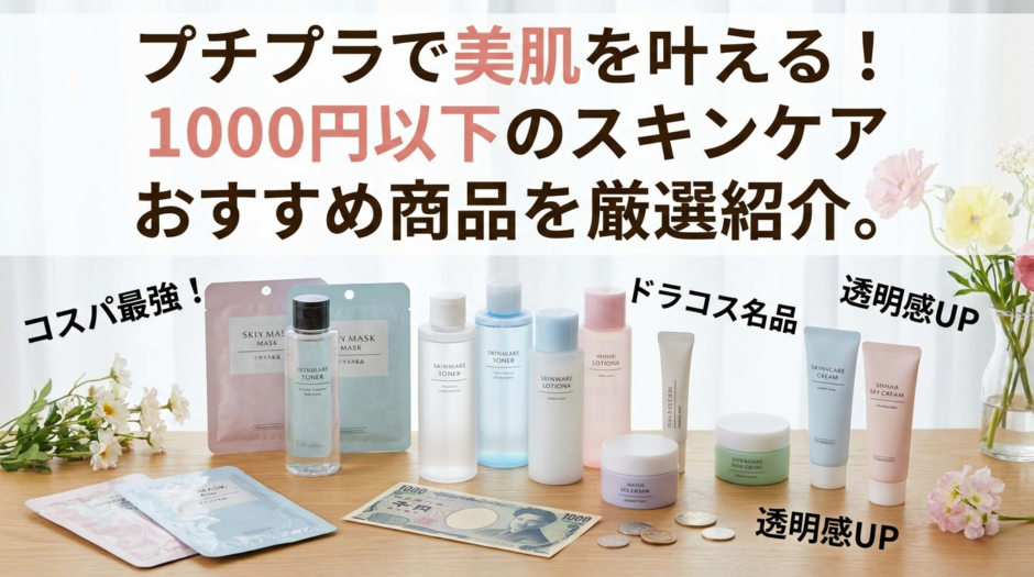 プチプラで美肌を叶える！1000円以下のスキンケアおすすめ商品を厳選紹介。