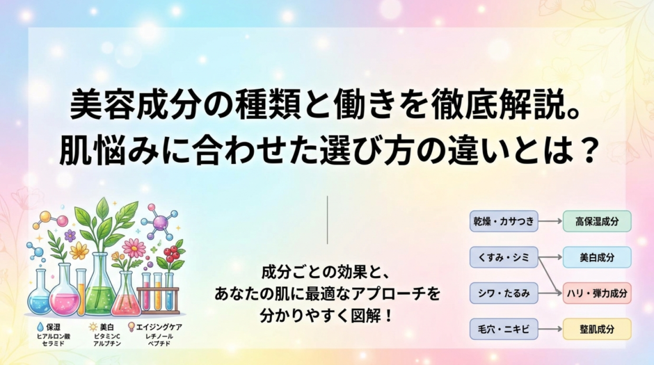 美容成分の種類と働きを徹底解説。肌悩みに合わせた選び方の違いとは？